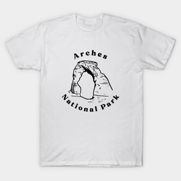 Arches National Park (Black Design) T-Shirt by JustJess